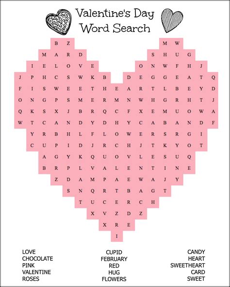 valentines day word search.